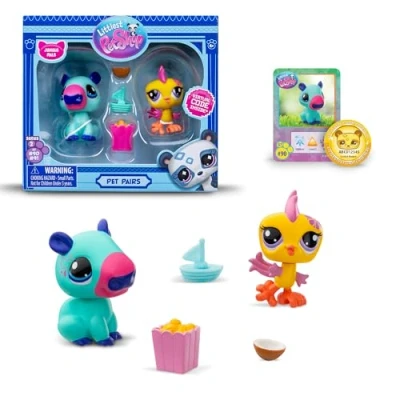 Image of BANDAI Littlest Pet Shop Series 2 Pairs Pack (ONE SUPPLIED AT RANDOM) Each Contains LPS Mini Toys 3 Accessories 1 Collector Card And Virtual Code Collectable For Girls Boys