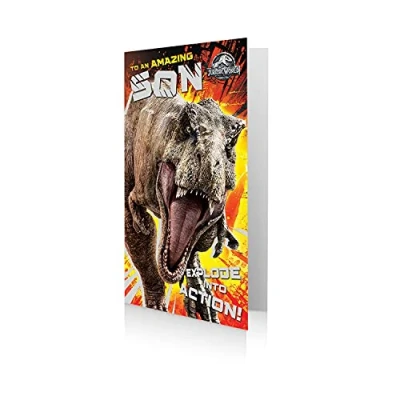 Image of JURASSIC WORLD Son Birthday Card,Multi,9 x 5 inch