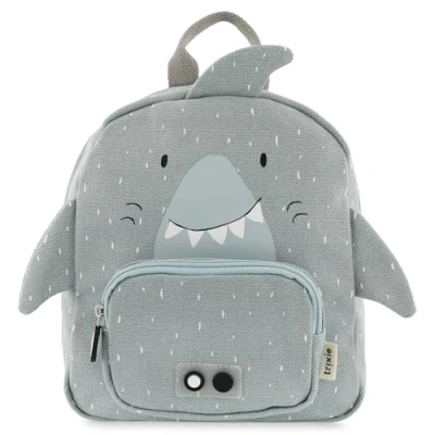 Image of Trixie Small Backpack Mr. Shark School Bag Water Repellent for Child Gym Grey