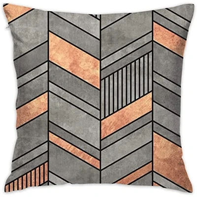 Image of Sotyi ltd Abstract Chevron Pattern Concrete And Copper Home Decorative Throw Pillow Case Cushion Cover for Gift Couch Bed Car 18&quot; x18&quot;