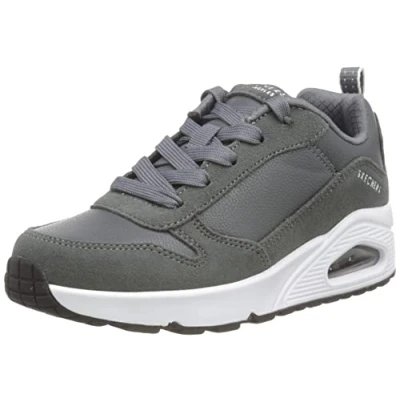 Image of Skechers 403677L Char Sneaker, Charcoal Suede &amp; Synthetic/Gray Trim, 12.5 UK