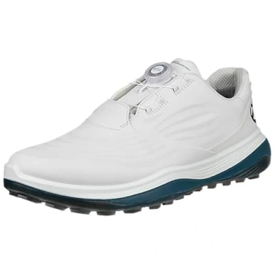 Image of ECCO Mens LT1 M Boa Spikeless Golf Shoes White/Petrol UK 9 9.5