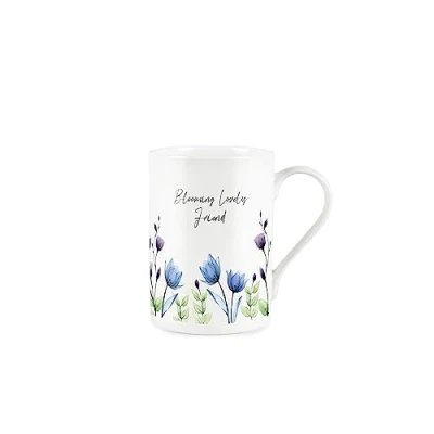 Image of Friend Gift Mug Blooming Lovely White Floral Bone China Tea Coffee Present