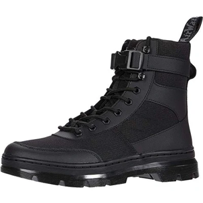 Image of Dr. Martens Combs TECH Unisex Laceup ankle boots, Size: 12, Black Leather and textile