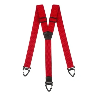 Image of Olata Heavy Duty Y Shape Braces/Suspenders with Plastic Carabiner Clips 4cm. Red
