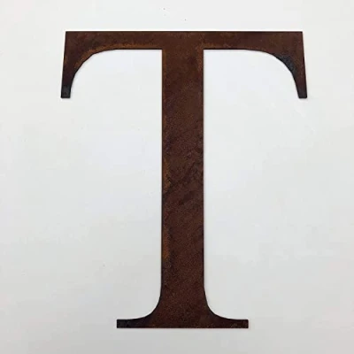 Image of Classic 12&quot; Tall Rusty Metal Letters, Personalised Signs And Gifts For The Home Garden Presents (Classic T)