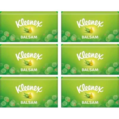 Image of Kleenex Balsam Facial Tissues 6 Standard Tissue Boxes Balmcare® with Aloe Vera, Vitamin E and Calendula