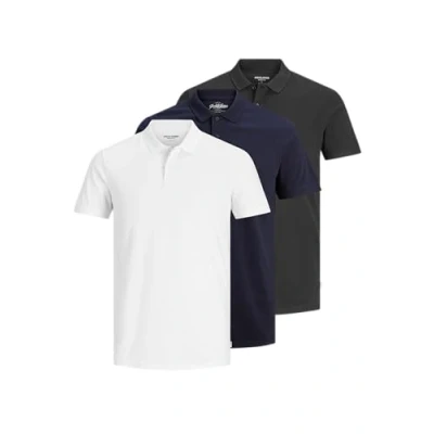 Image of Jack &amp; Jones 3 PACK Polo shirt Black navy white, Men&#039;s, Size: Small, white