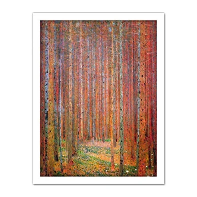 Image of Wee Blue Coo Klimt Tannenwald I Fir Forest Artwork Framed Wall Art Print 18X24 Inch