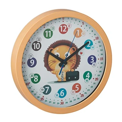 Image of Wall Clock, Learn, Time, Battery Power, Kitchen, Office, Analog, Second Hand, Numerals, Diameter 30cm, Yellow Relaxdays