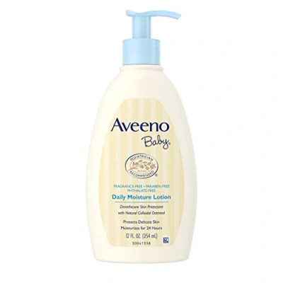 Image of Aveeno Baby Daily Moisture Lotion, Fragrance Free 12 fl oz (354 ml) by
