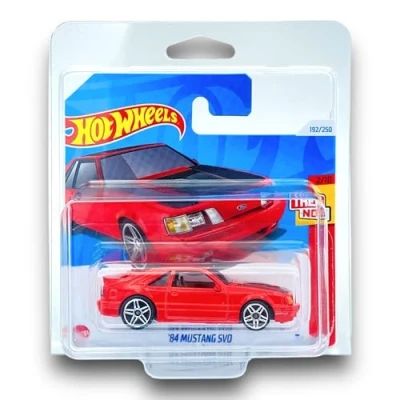 Image of Hot Wheels &#039;84 Mustang SVO (Red &amp; Black) 2/10 Then and Now 2024 192/250 (Short Card) includes a KLAS Car Keeper Protector Case HTC66
