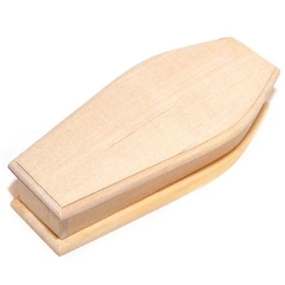 Image of Melody Jane Dolls House Unfinished Wooden Coffin Miniature Church or Halloween Accessory
