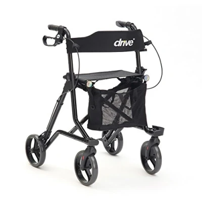 Image of Drive DeVilbiss Torro Rollator Folding 4 Wheel Walker for Adult with Seat, Brakes, Backrest