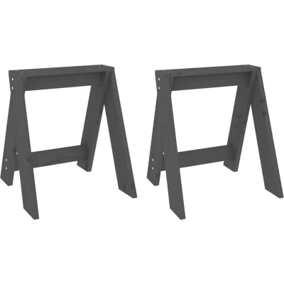 Image of vidaXL Stools 2 pcs Grey 40x40x45 cm Solid Wood Pine
