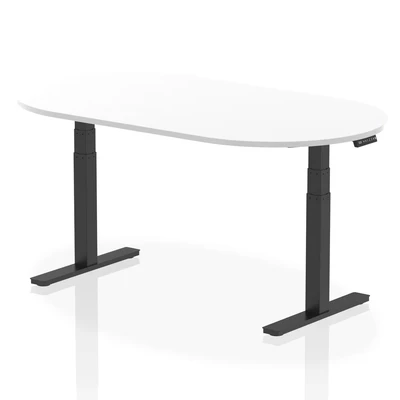 Image of Impulse 1800mm Boardroom Table White Top Black Height Adjustable Leg