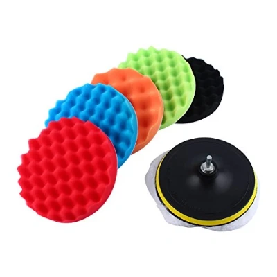 Image of Yosoo 7Pcs 5/6/7&quot; Sponge Polishing Waxing Buffing Pads Kit Set Compound Auto Car Polisher + M14 Drill Adapter (7&quot;)