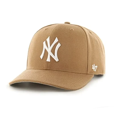 Image of 47 MLB New York Yankees Cold Zone MVP DP Unisex Baseball Cap, Snapback, White Logo, Colour Camel