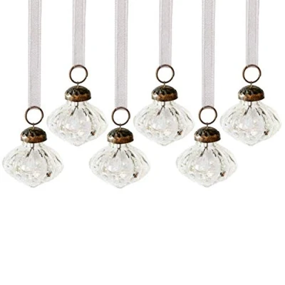 Image of Aurora Christmas Set of 6 Glass Lantern Baubles, 1&quot;