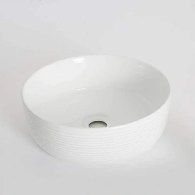 Image of Milano Art Modern White Ceramic Round Countertop Bathroom Basin Sink 360mm