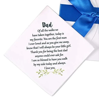 Image of Father of The Bride Handkerchief, Dad Wedding Gift from Daughter, Hankie for Bride&#039;s Father, Keepsake Father(Dad)