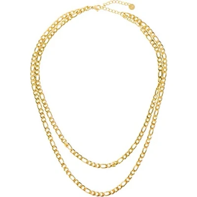 Image of styleBREAKER Women Stainless Steel Layer Necklace 2 Row, Large Link Figaro Chain, Jewellery, Chain Optic 05030070, Color:Gold