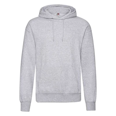 Image of Fruit of the Loom Men&#039;s Classic Hooded Sweatshirt, Heather Grey, Small