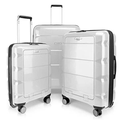 Image of HAUPTSTADTKOFFER Britz 3piece suitcase set trolley travel expandable, TSA, 4 wheels, (S, M &amp; L), white