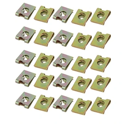 Image of Sourcingmap 25pcs Spring Steel Speed Fastener U Nut Brass Tone for M3 / ST3.0 Screw Bolt