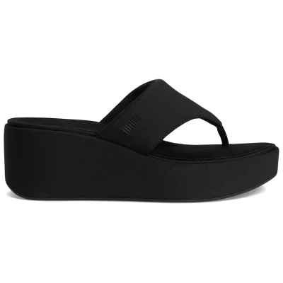 Image of Fitflop Women&#039;s PLATFFORMS Wedge Toe Post Sandals, Black, 6.5 UK