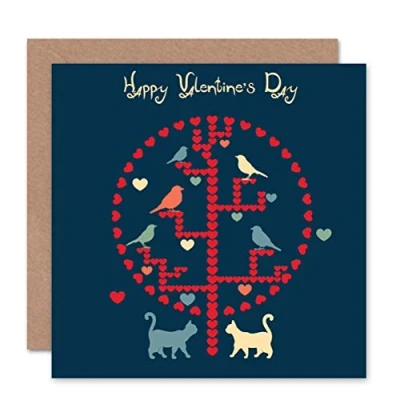 Image of Wee Blue Coo BIRDS HEARTS HAPPY VALENTINES DAY BLANK GREETINGS BIRTHDAY CARD ART