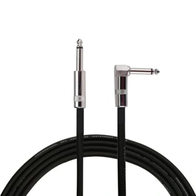 Image of Rayzm Guitar Bass Cable 3 meters 6.35mm Noiseless Straight to Right Angle Male TS Mono Instrument