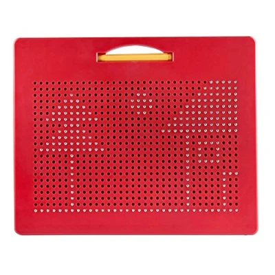 Image of Playmags Magna Drawing Board Fun Design &amp; Draw Travel Tablet w/ 748 Built In Magnetic Balls, Matching Stylus Pen Easy Carry Handle; Clean, Creative STEM Education for Toddlers Age 3+