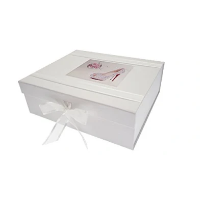 Image of White Cotton Cards Hen Party Large Keepsake Box Glitterball &amp; Shoes, Wood, 27.2 x 32 11 cm