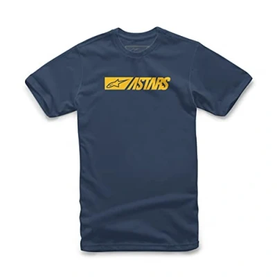 Image of Alpinestars Men&#039;s Ageless Classic Tee Short Sleeve Jersey, Navy/Yellow, M