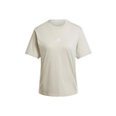 Image of adidas Sportswear Essentials Stripes Print Tshirt, Women&#039;s, Size: Medium, Beige white