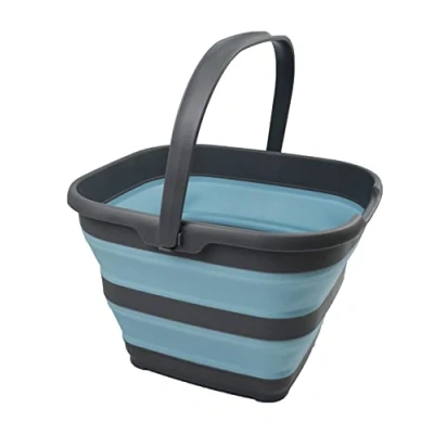 Image of SAMMART 10L Collapsible Rectangular Handy Basket/Bucket (Grey/Sea Angel, 1)