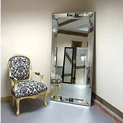 Image of Barcelona Trading Wall Mount Triple Bevelled Frame Large Leaner Venetian Mirror 5ft5 X 2ft7 165cm 78cm, Wood, Silver