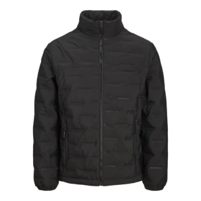 Image of JACK &amp; JONES Men&#039;s Jcosonic Stand Collar Jacket Sn Quilted, Black, L
