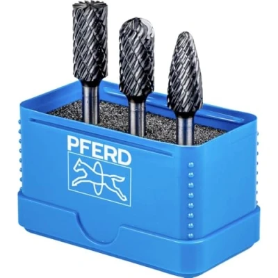 Image of Pferd Tungsten Carbide High performance Burr Set Allround HC FEP 3 Piece Shank Diameter 6mm Universal Coarse