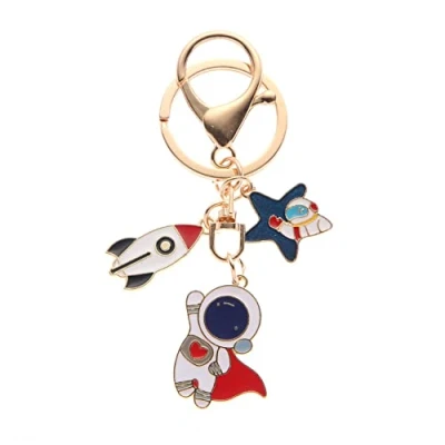 Image of ARFUKA Keyring Astronaut Rocket Pendant Keychain Metal Key Chain Bag Charm Organizer Christmas Birthday Gift Keyrings Ring Holder for Men and Women