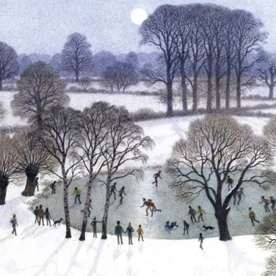 Image of Charity Christmas Cards Pack of 5 Skating By Moonlight Design (281285XAH)