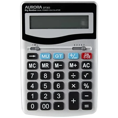 Image of Aurora DT303 Desktop Calculator with Large Display and Keys,Silver