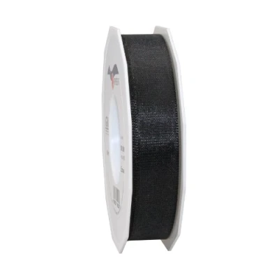 Image of C.E. Pattberg Präsent Europa Taffeta Ribbon Black 25 mm width, 50 m length