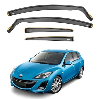 Image of Ispeed Wind Deflectors For Mazda 3 mk2 2009 2013 5 Door Hatchback 4pc Set Keep Your Car Ventilated In Rain Reduce Turbulence Tinted Channel Type