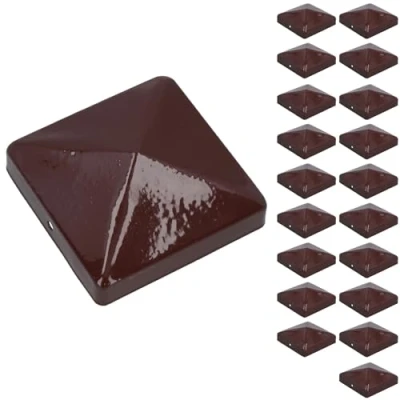 Image of Metal Fence Post Caps for Posts 75mm x Protector Cover Brown 20pc