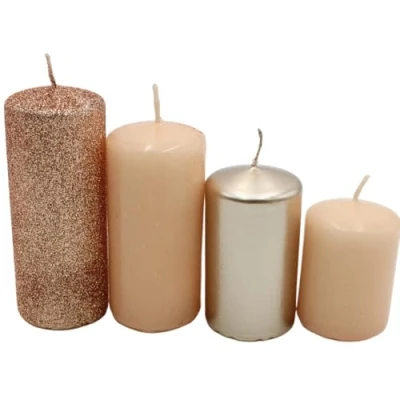Image of Tiered Pillar Candles, Advent Wreath in Nude / Cappuccino, 4 Sizes, Height 5 10 cm, Diameter 280 g