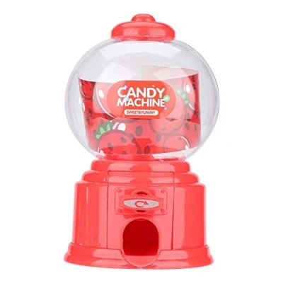 Image of Candy Machine, Portable Children Machine Plastic Mini Gumballs Bean Dispenser Kids Kindergarten Gift(Red)