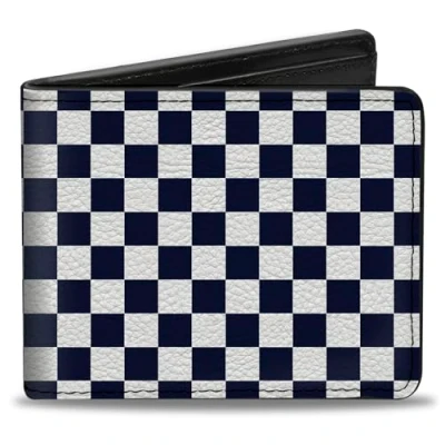 Image of Buckle Down Men&#039;s Bi Fold Wallet, Checkered, Vegan Leather, 4.0x3.5in, Officially Licensed