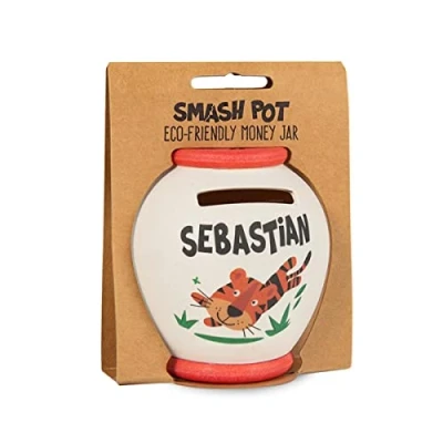 Image of History &amp; Heraldry Personalised Bamboo Smash Pot Money box (Sebastian)